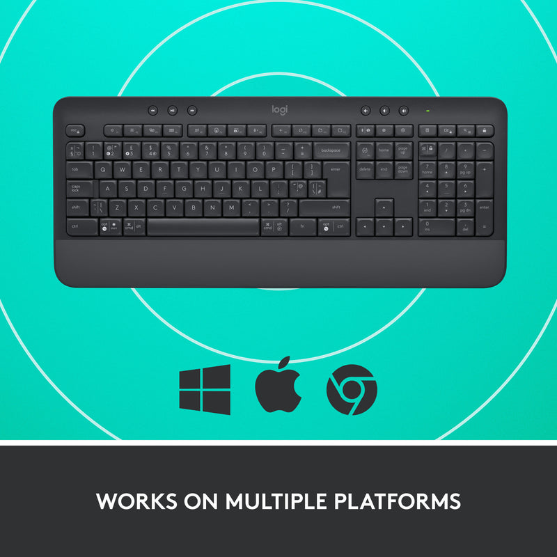 Afbeelding laden in galerijviewer, Logitech signature k650 wireless comfort toetsenbord (grafiet, us-international lay-out (qwerty), 100%)