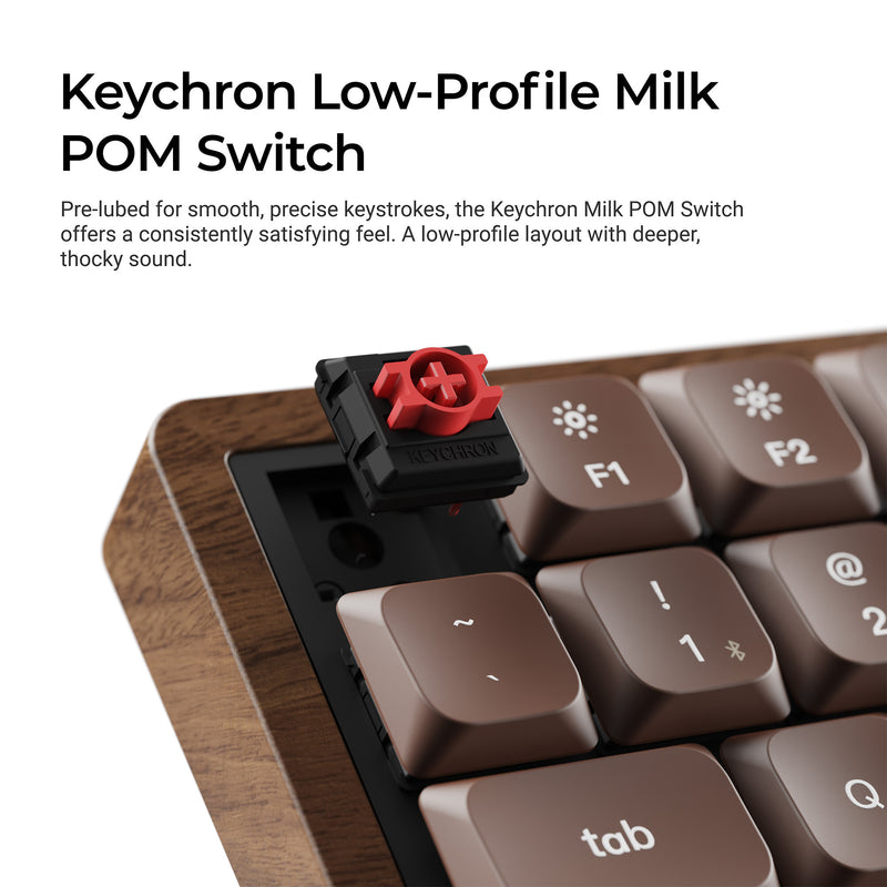 Afbeelding laden in galerijviewer, Keychron k3 max-h3w all-wood special edition rgb mechanisch toetsenbord (houtkleur, us lay-out (qwerty), milk pom brown, 75%, rgb leds, double-shot pbt, hot swap, 2.4ghz | bluetooth 5.1 | usb-c)