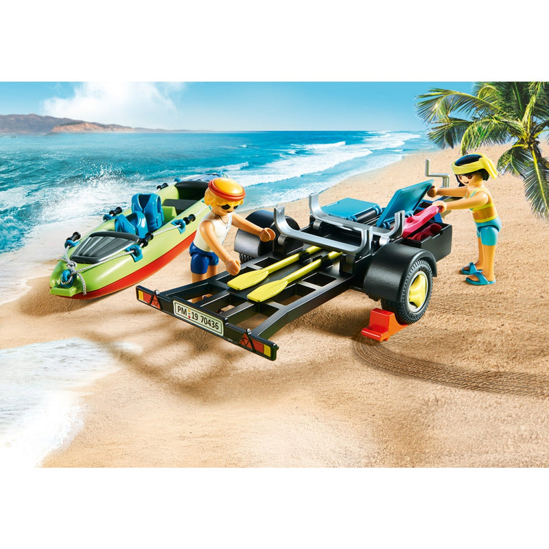 Afbeelding laden in galerijviewer, Playmobil family fun - strandwagen met kano's constructiespeelgoed (70436)