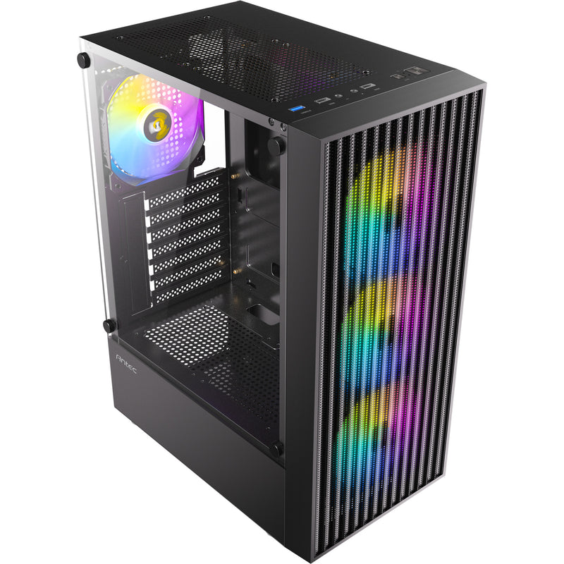 Afbeelding laden in galerijviewer, Antec ax27 rgb elite midi tower behuizing (zwart | 3x usb-a | tempered glass)