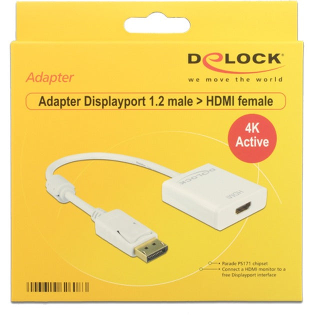 Afbeelding laden in galerijviewer, Delock displayport > hdmi adapter (wit, 0,2 meter, 4k)