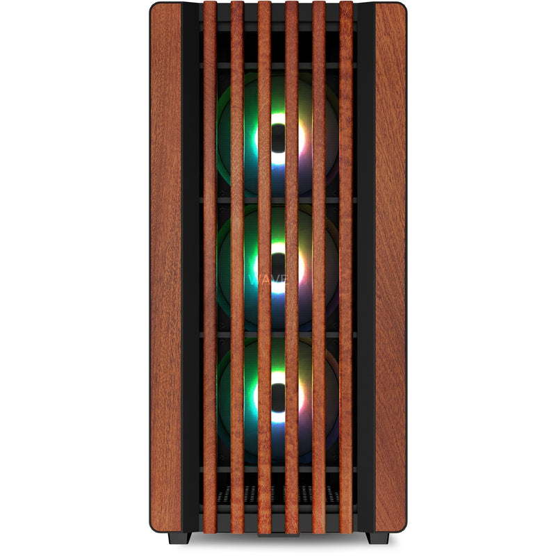 Afbeelding laden in galerijviewer, Sharkoon rebel c70g rgb midi tower behuizing (zwart houtkleur | 2x usb-a | 1x usb-c | rgb | tempered glass)