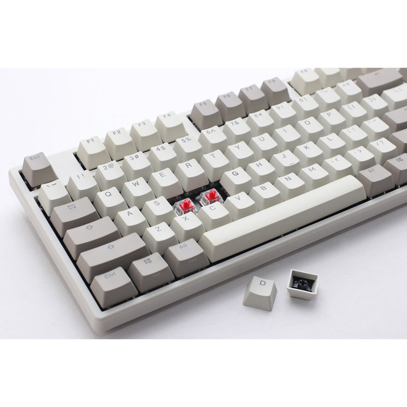 Afbeelding laden in galerijviewer, Ducky origin vintage mechanisch toetsenbord (grijs, us lay-out (qwerty), cherry mx red, 100%, hot swap, pbt double-shot keycaps)