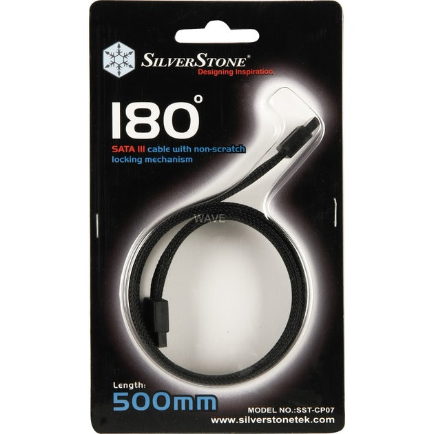 Afbeelding laden in galerijviewer, Silverstone sata iii kabel 50cm (zwart, 6gb s, cp07)