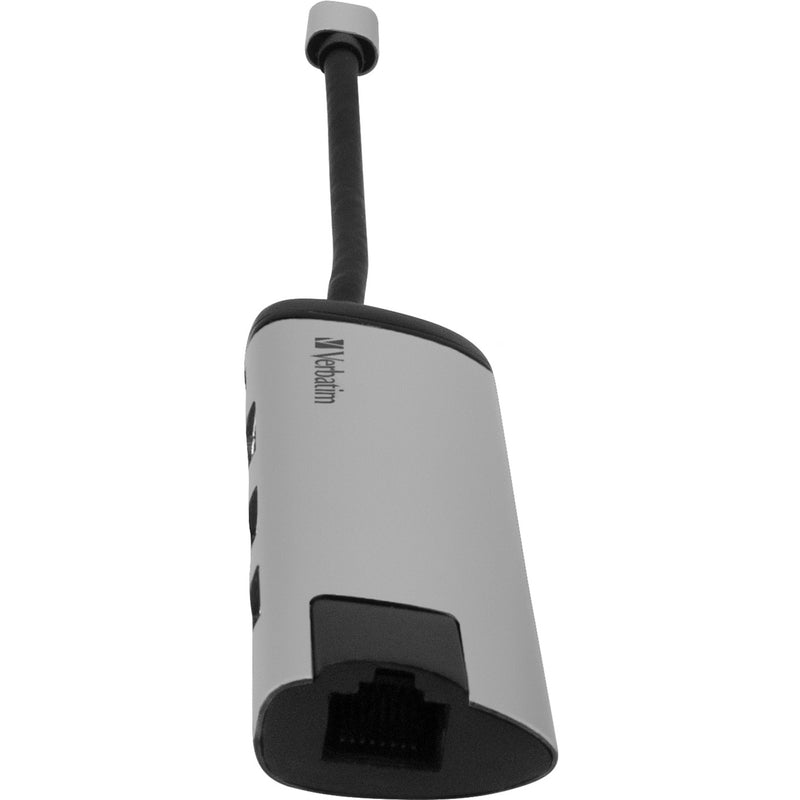 Afbeelding laden in galerijviewer, Verbatim usb 3.2 gen 1 multiport hub, usb-c > 2x usb-a + usb-c + hdmi + rj-45 usb-hub (zilver zwart, pd, opladen tot 100 watt)