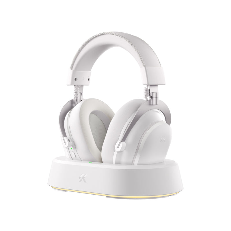 Afbeelding laden in galerijviewer, Mchose v9 turbo+ magnetic wireless over-ear gaming headset (wit zilver, nintendo switch, playstation 4, playstation 5, mobiel, pc, 2.4g bluetooth usb)