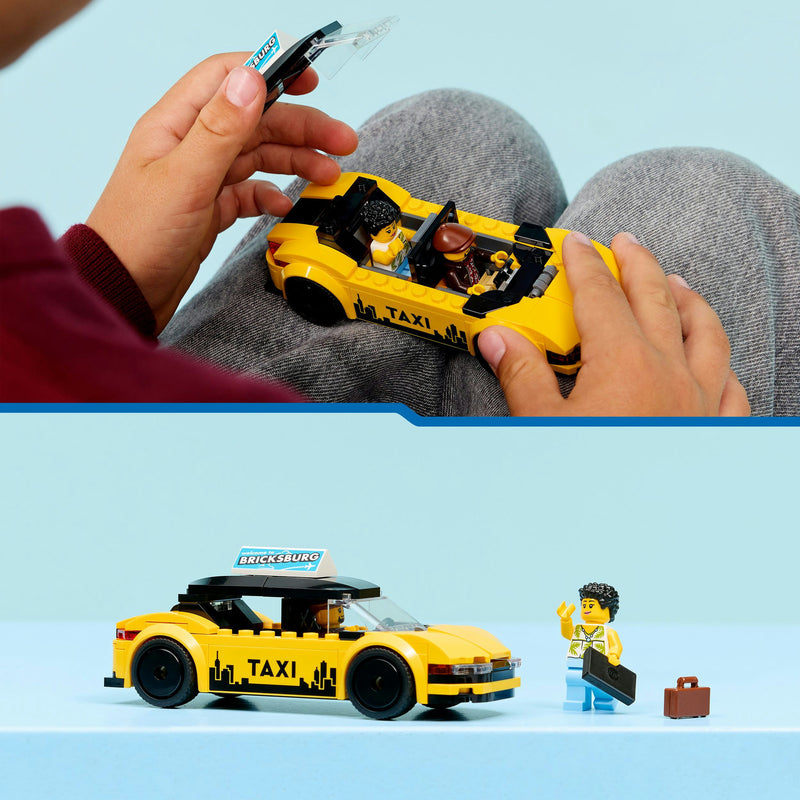 Afbeelding laden in galerijviewer, Lego ® city gele taxi - modelautobouwset met 2 minifiguren - klassieke speelgoedtaxi - 60487