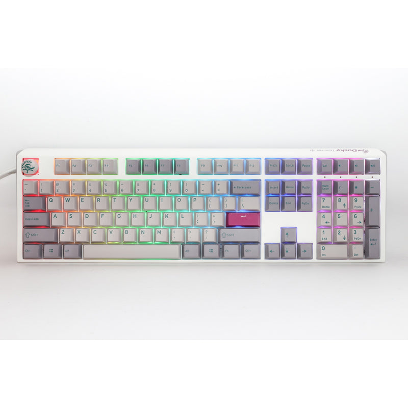 Afbeelding laden in galerijviewer, Ducky one 3 mist grey rgb mechanisch toetsenbord (lichtgrijs, us lay-out (qwerty), cherry mx red, 100%, rgb led, double-shot pbt, hot-swappable, quack mechanics)