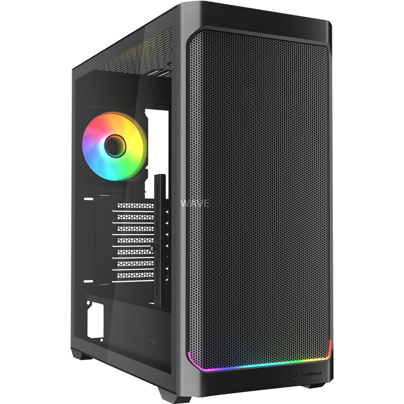 Afbeelding laden in galerijviewer, Sharkoon ak4w rgb strip midi tower behuizing (zwart | 2x usb-a | 1x usb-c | rgb | tempered glass)