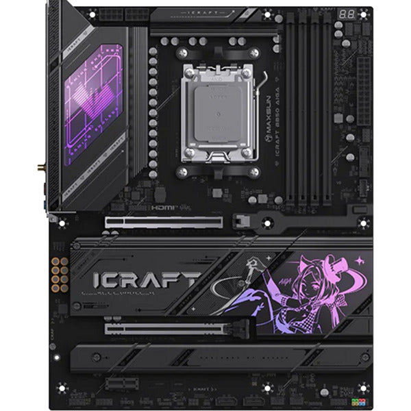 Afbeelding laden in galerijviewer, Maxsun ms-icraft b850 aiga socket am5 moederbord (zwart, raid, 5.0 gb-lan, wlan, bt, sound, atx )