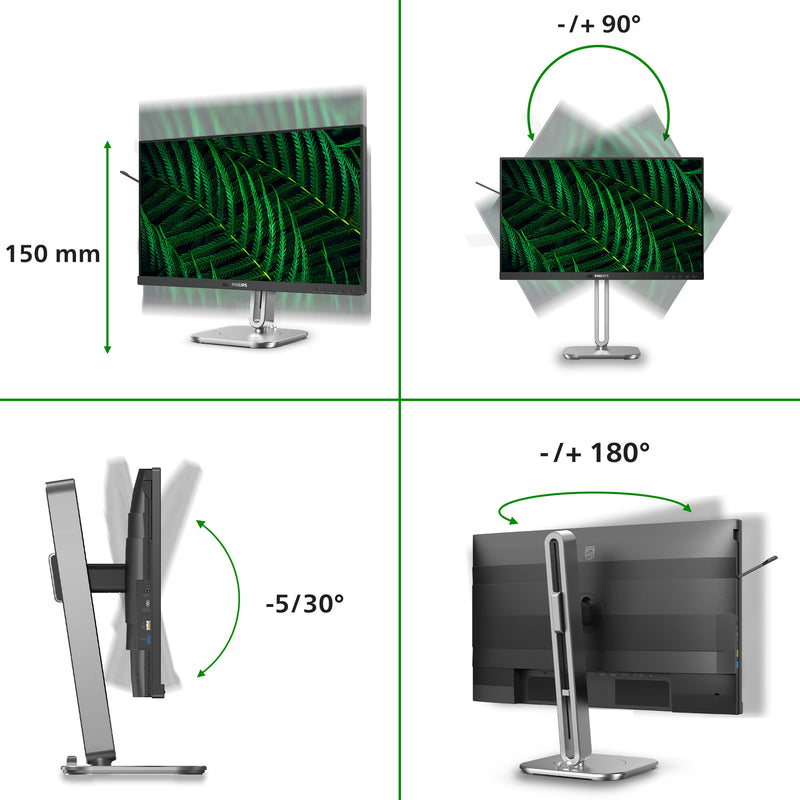 Afbeelding laden in galerijviewer, Philips 24b2g5301 23.8 monitor (zilver zwart, vga, hdmi, displayport, usb-c, lan, audio, 100 hz)
