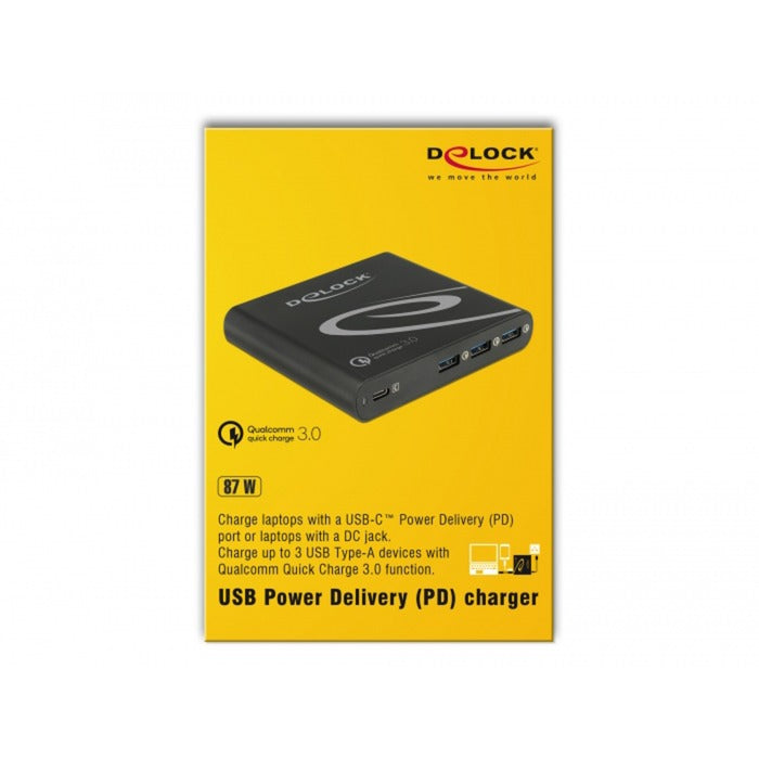 Afbeelding laden in galerijviewer, Delock usb oplader 1x usb type-c + 3x usb type-a (zwart)