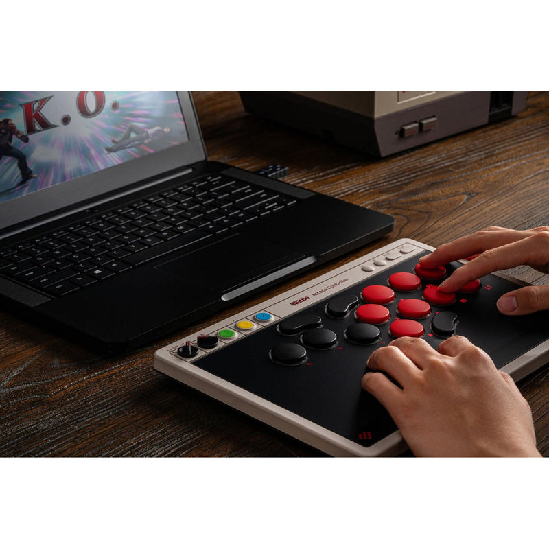 Afbeelding laden in galerijviewer, 8bitdo arcade controller (grijs rood, 2.4 ghz bluetooth usb, nintendo switch 1 + 2, pc)