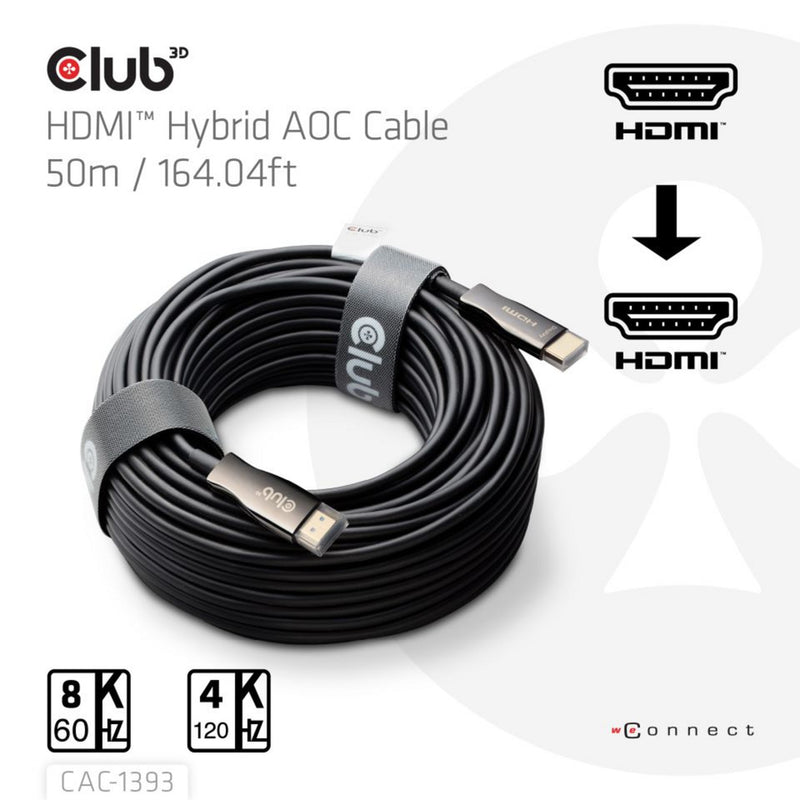 Afbeelding laden in galerijviewer, Club 3d hdmi hybride aoc kabel (zwart, 50 meter)
