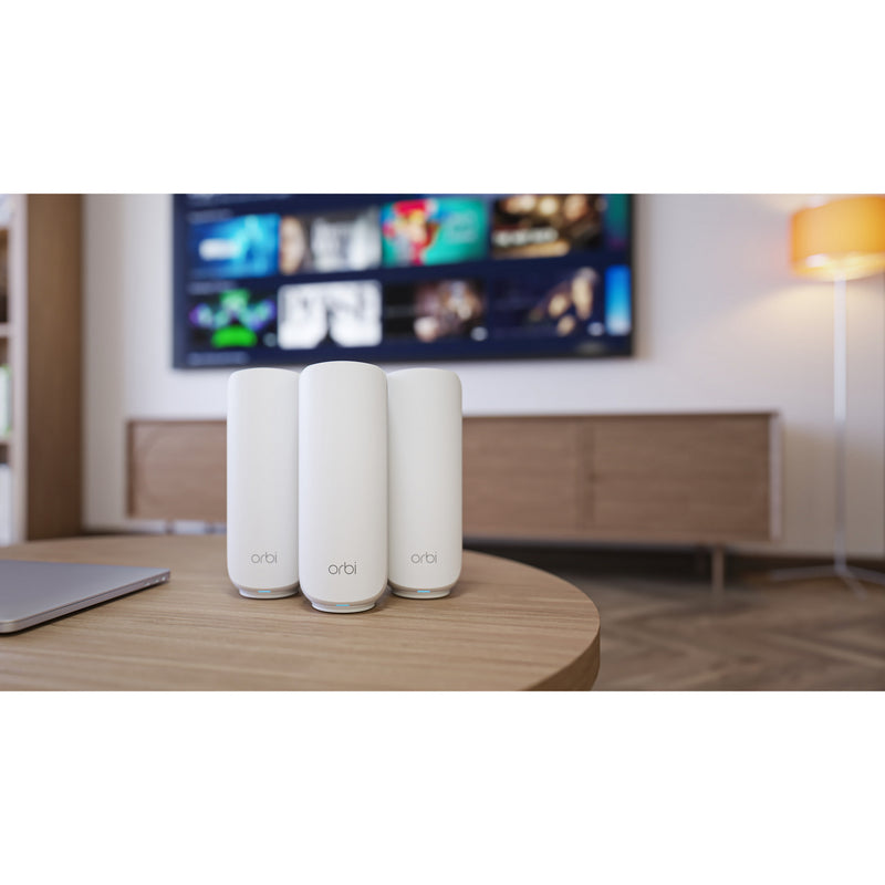 Afbeelding laden in galerijviewer, Netgear orbi 370 wifi mesh systeem, dual-band wifi 7-mesh systeem, 3 stuks mesh router (wit, 1x orbi wifi 7-router (rbe371), 2x orbi wifi 7-satellieten (rbe370))