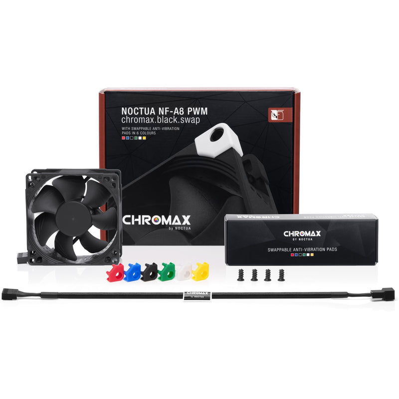Afbeelding laden in galerijviewer, Noctua nf-a8 pwm chromax.black case fan (zwart, 80 x 80 x 25 mm)