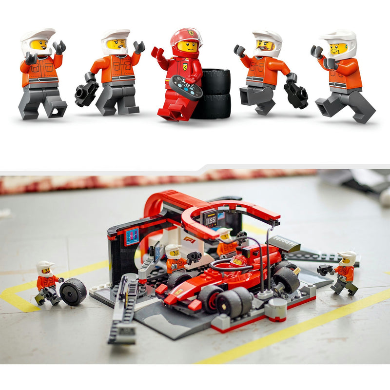 Afbeelding laden in galerijviewer, Lego city f1 pitstop en pitcrew met ferrari auto - 60443