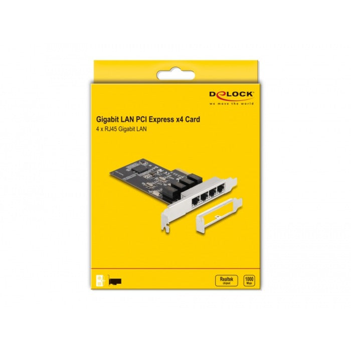 Afbeelding laden in galerijviewer, Delock pci express x4 card 4 x rj45 gigabit lan netwerkadapter