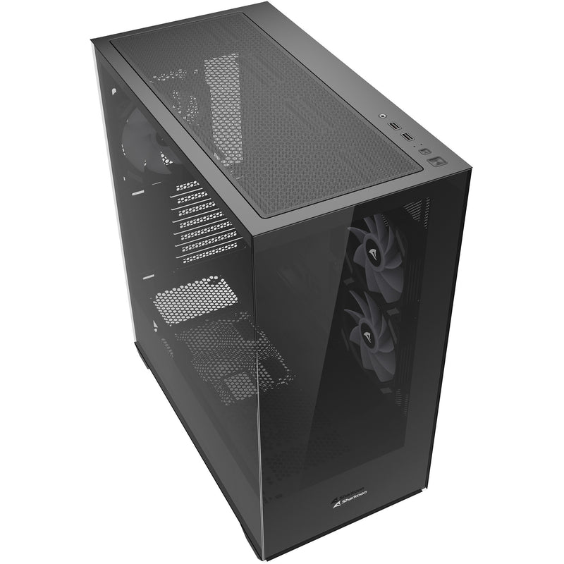 Afbeelding laden in galerijviewer, Sharkoon sk6 argb midi tower behuizing (zwart | 2x usb-a | rgb | tempered glass)