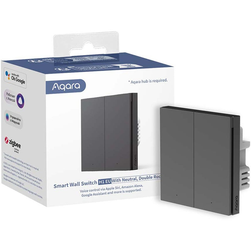 Afbeelding laden in galerijviewer, Aqara smart wall switch h1 dubbele schakelaar (antraciet, zigbee 3.0, neutraaldraad vereist)