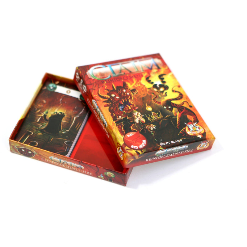 Afbeelding laden in galerijviewer, White goblin games claim reinforcements: fire kaartspel (nederlands, uitbreiding, 2 spelers, 25 minuten, vanaf 10 jaar)
