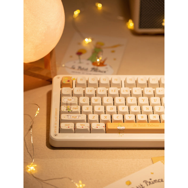 Afbeelding laden in galerijviewer, Iqunix zx75 sunset ponder wireless mechanical keyboard (lichtgeel, us lay-out (qwerty), iqunix little prince, 75%, rgb leds, hot-swappable, double-shot pbt, 2.4ghz | bluetooth 5.1 | usb-c)