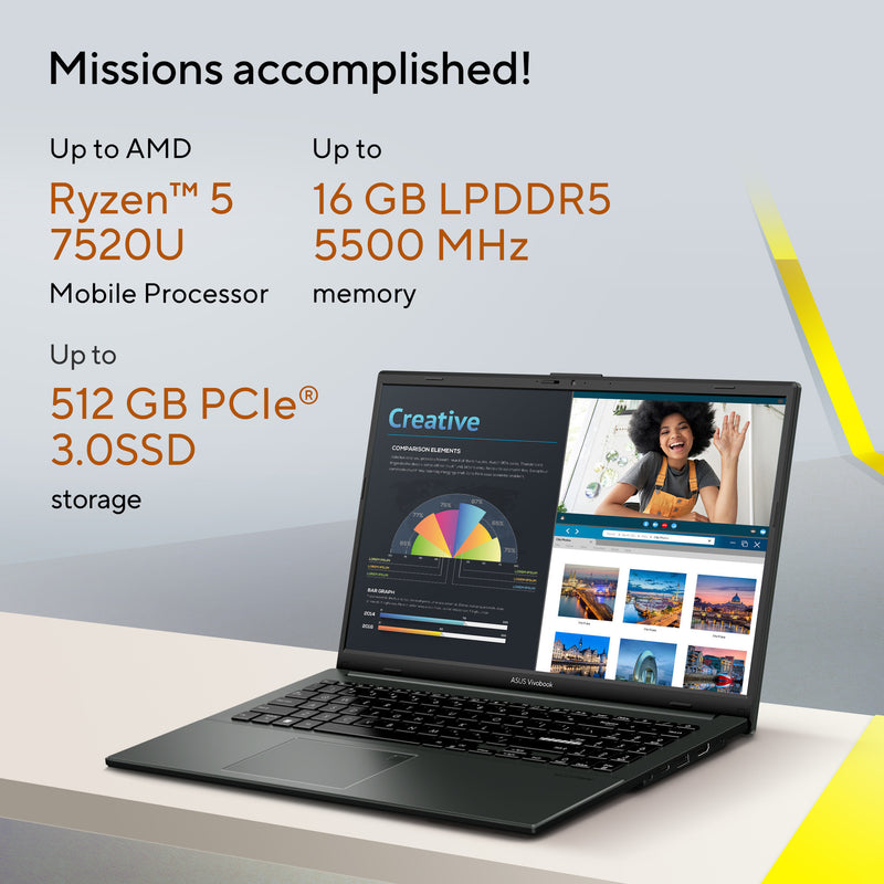 Afbeelding laden in galerijviewer, Asus vivobook go 15 e1504fa-bq5403w 15.6 laptop (zwart | ryzen 5 40 | radeon 610m | 8 gb | 512 gb ssd)