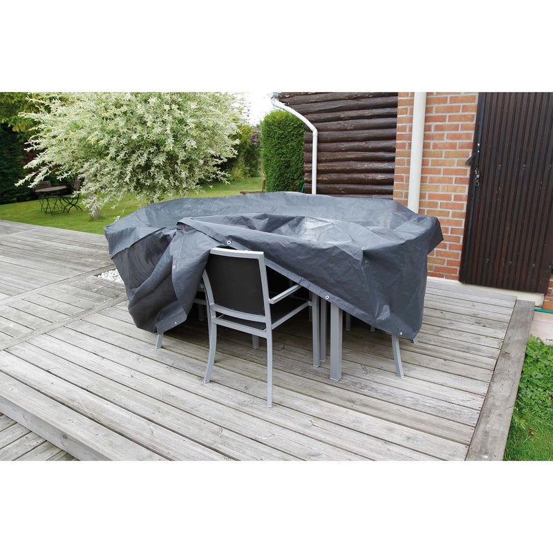 Afbeelding laden in galerijviewer, Nature tuinmeubelafdekhoes voor ronde tafel en stoelen afdekking (grijs, 6030601)