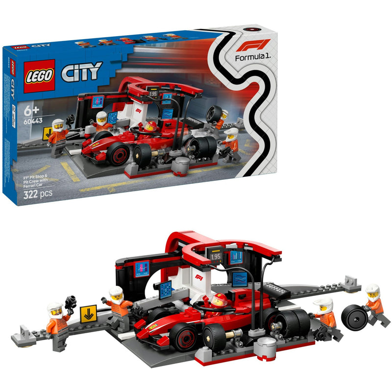 Afbeelding laden in galerijviewer, Lego city f1 pitstop en pitcrew met ferrari auto - 60443