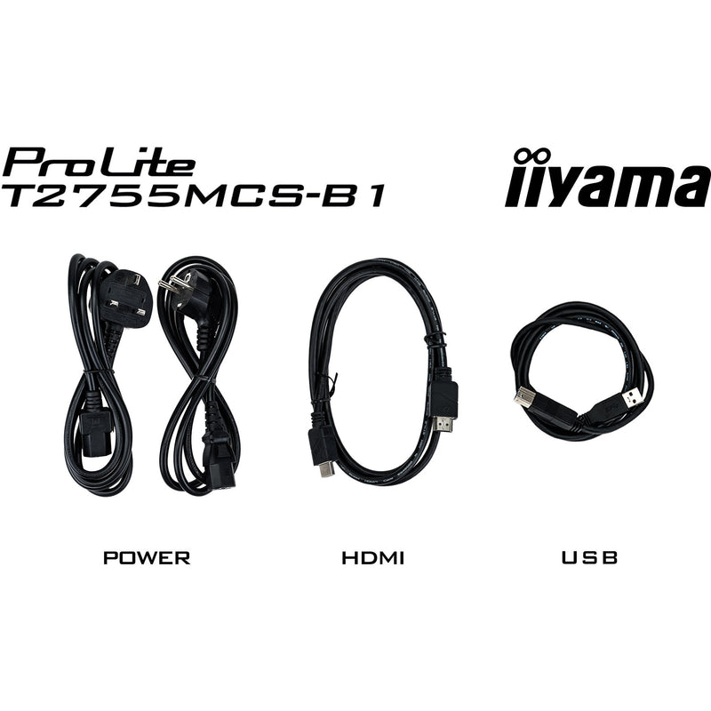 Afbeelding laden in galerijviewer, Iiyama prolite t2755msc-b1 27 touchscreen monitor (zwart, hdmi, displayport, 2x usb-a)