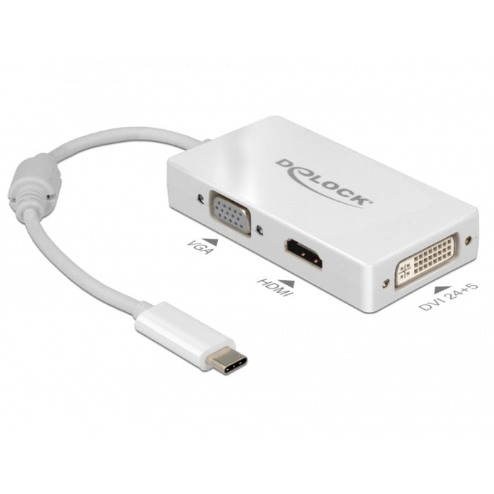 Afbeelding laden in galerijviewer, Delock usb-c > vga hdmi dvi adapter (wit, 0,13 meter)