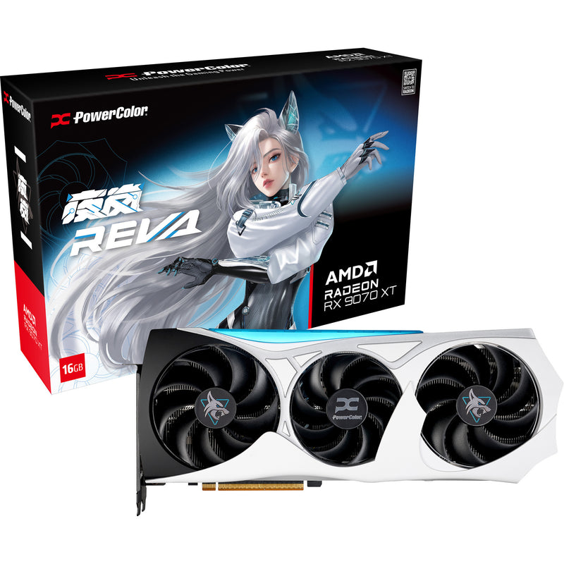 Afbeelding laden in galerijviewer, Powercolor radeon rx 9070 xt hellhound reva16gb limited edition grafische kaart (wit zwart, rdna4, gddr6, 3x displayport, 1x hdmi)