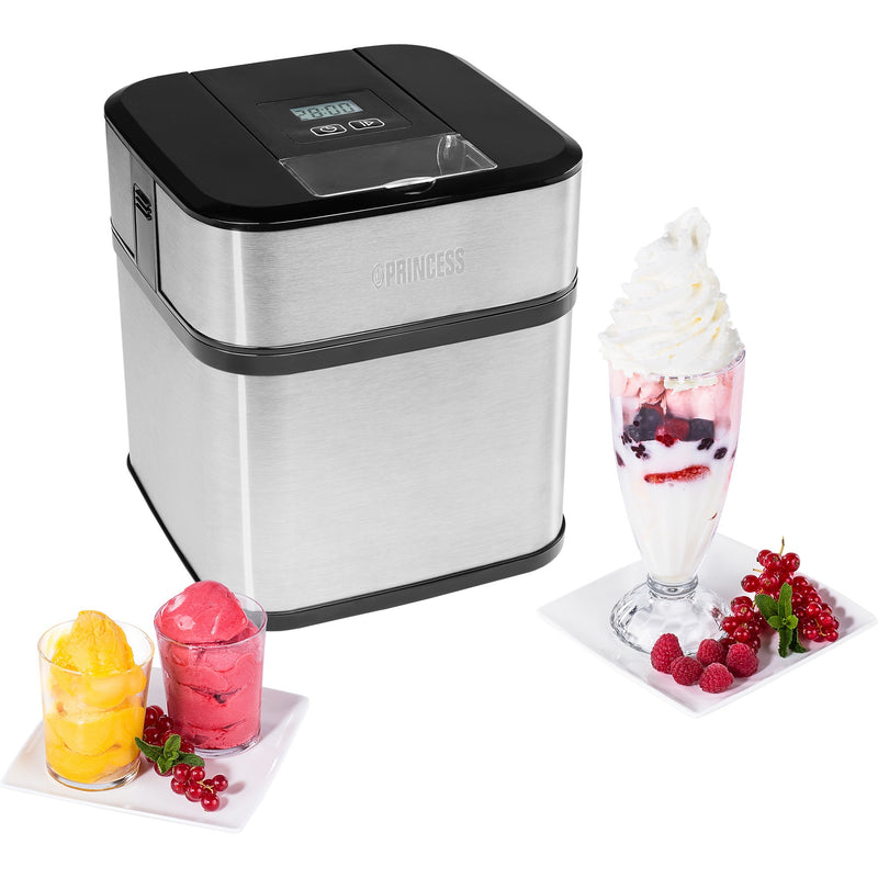 Afbeelding laden in galerijviewer, Princess 282605 ice cream maker ijsmachine (roestvrij staal zwart, 1,5 liter)