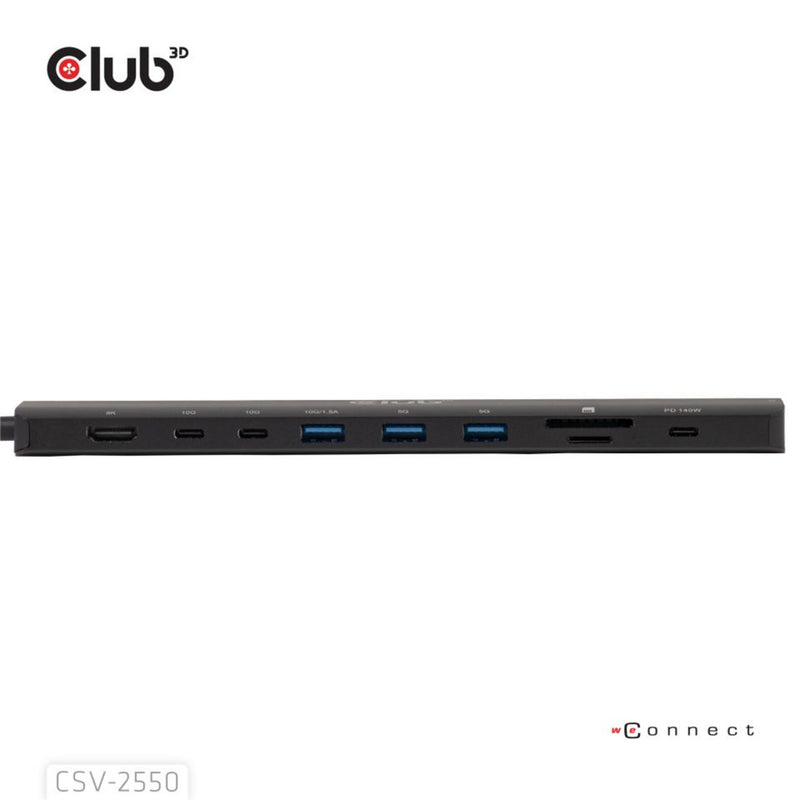 Afbeelding laden in galerijviewer, Club 3d 10-1 portable dock usb type-c 10gbps to hdmi 8k30hz pd3.1 max.140 watt dockingstation (zwart, hdmi, usb-c, lan)