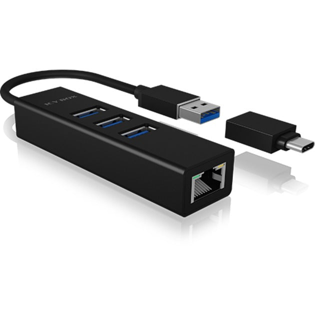 Afbeelding laden in galerijviewer, Icy box ib-hub1419-lan usb-hub (zwart, 3x usb-a 3.2 (5 gbit s), 1x lan)