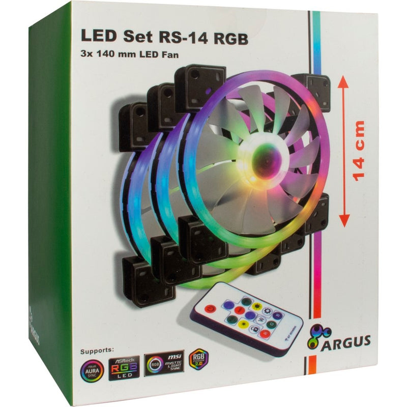 Afbeelding laden in galerijviewer, Inter-tech argus rgb fan set rs-14 case fans (zwart, 3 stuks, 140 x 140 x 25 mm, pwm)