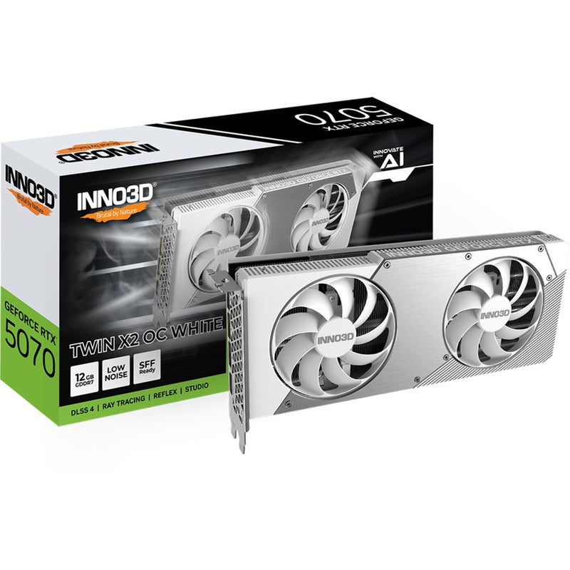Afbeelding laden in galerijviewer, Inno3d geforce rtx 5070 twin x2 oc white grafische kaart (wit, dlss 4, 3x displayport, 1x hdmi 2.1)