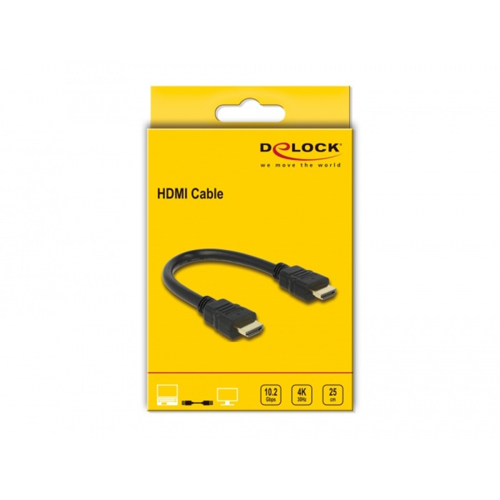 Afbeelding laden in galerijviewer, Delock high speed hdmi met ethernet - hdmi a male > hdmi a male kabel (zwart, 0,25 meter, 4k)