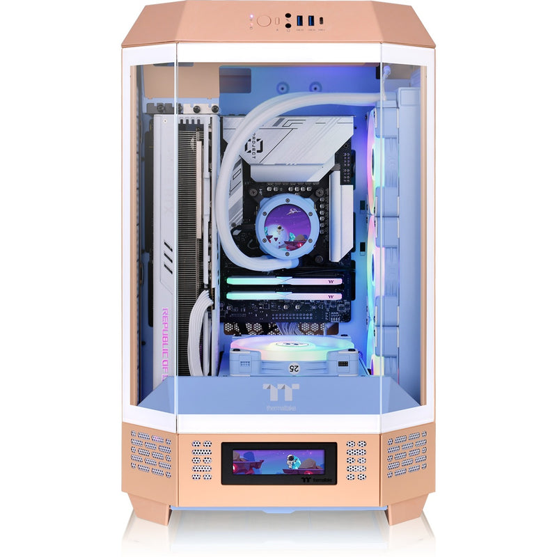 Afbeelding laden in galerijviewer, Thermaltake the tower 300 - peach fuzz mini tower behuizing (perzik | 3x usb-a | tempered glass)