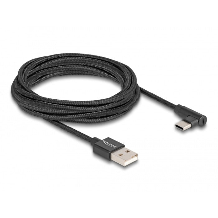 Afbeelding laden in galerijviewer, Delock usb 2.0 cable type-a male to usb type-c male angled, 3m kabel (zwart)