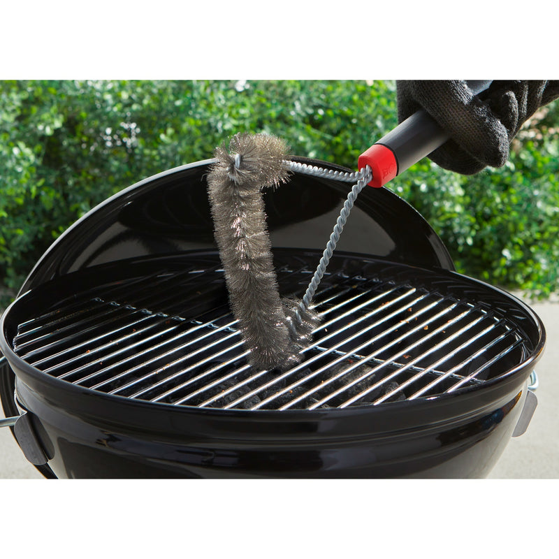 Afbeelding laden in galerijviewer, Weber driezijdige reinigingsborstel grillreinigingsborstel (zwart rood, 30 cm)