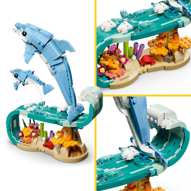 Afbeelding laden in galerijviewer, Lego ® creator 3in1 zeedieren: prachtige dolfijnen - bouw om tot een zeepaardje of krab - 31385