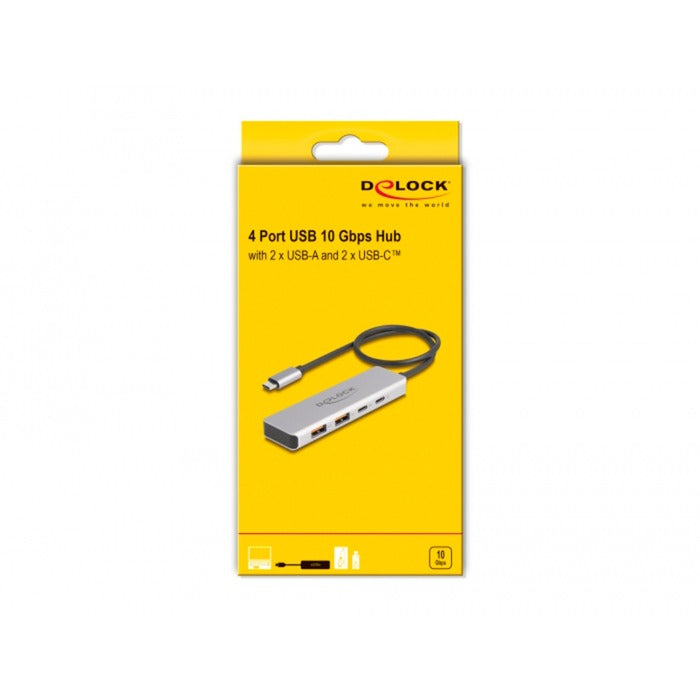Afbeelding laden in galerijviewer, Delock usb 10 gbps usb-c hub usb-hub (grijs, 2x usb-a 3.2 (10 gbit s), 2x usb-c 3.2 (10 gbit s))