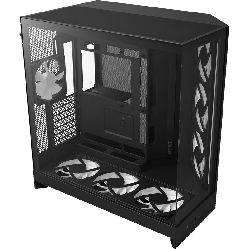 Afbeelding laden in galerijviewer, Nzxt h9 flow rgb+ midi tower behuizing (zwart (mat) | 2x usb-a | 1x usb-c | rgb | tempered glass)