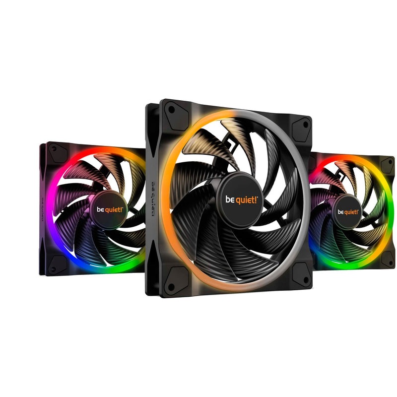 Afbeelding laden in galerijviewer, Be quiet! ® light wings pc fan 140mm pwm high-speed triple-pack - 9 stilte-geoptimaliseerde fan bladen - argb-verlichting aan de voor- en achterkant met 18 led's voor een op maat gemaakte pc case - case fan met zeer stille werking en duurzame lagers
