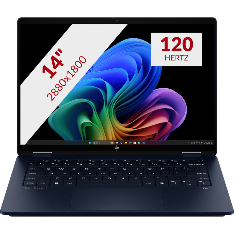 Afbeelding laden in galerijviewer, Hp omnibook x flipngai 14-fm0070nd 14 copilot+ 2-in-1 laptop (donkerblauw | core ultra 7 256v | intel arc 140v | 16 gb | 1 tb ssd | touch)
