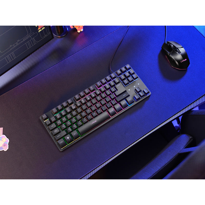 Afbeelding laden in galerijviewer, Trust gxt 833 thado toetsenbord met tkl-verlichting (zwart, us lay-out (qwerty), 80% (tkl), rgb)