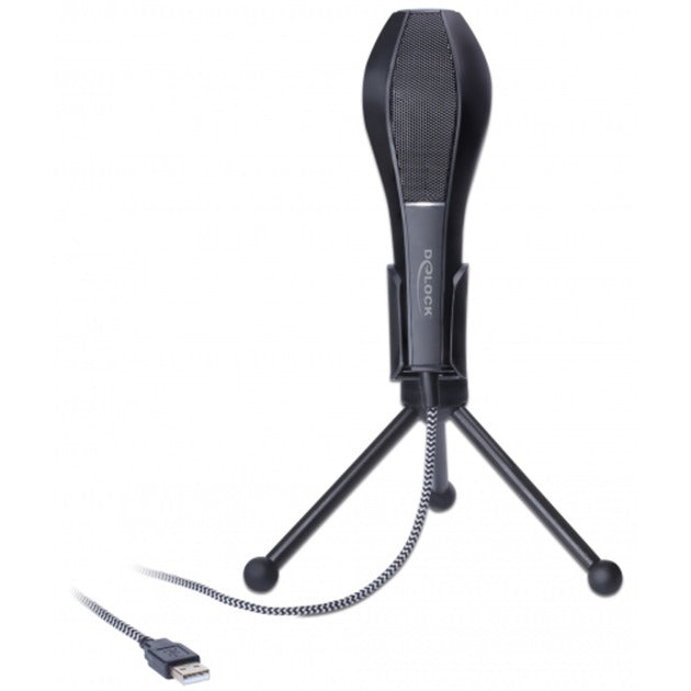 Afbeelding laden in galerijviewer, Delock usb condenser microfoon (zwart, met tafel standaard)