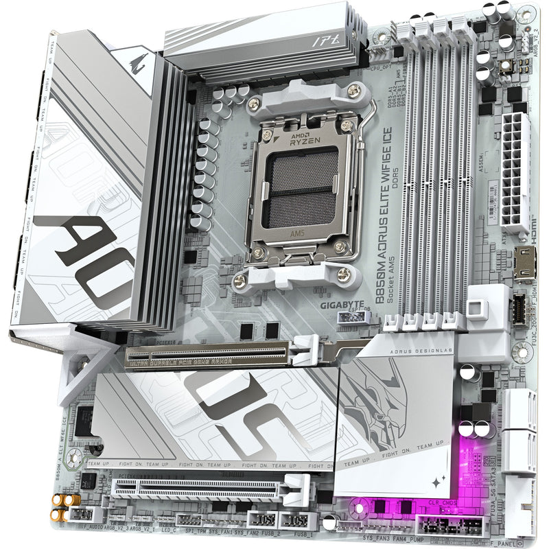 Afbeelding laden in galerijviewer, Gigabyte b850m aorus elite wifi6e ice socket am5 moederbord (zilver wit, raid, 2,5gb-lan, wi-fi 6e, bt, sound, µatx)