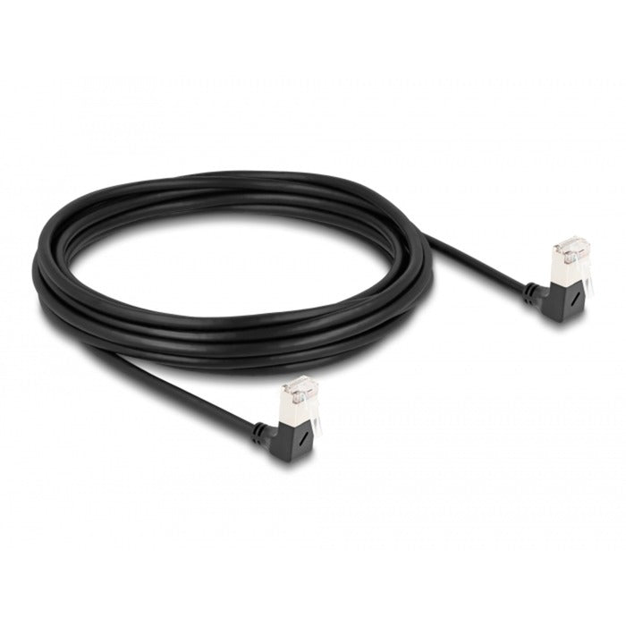 Afbeelding laden in galerijviewer, Delock rj45 network cable cat.6a s ftp slim 90° downwards downwards angled 5 m kabel (zwart)